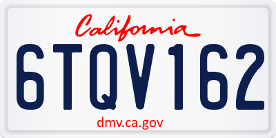 CA license plate 6TQV162