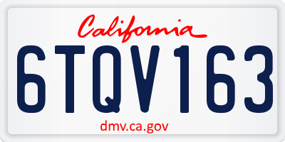 CA license plate 6TQV163