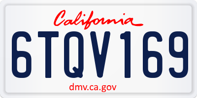 CA license plate 6TQV169