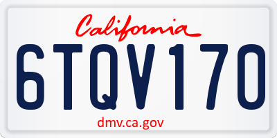 CA license plate 6TQV170