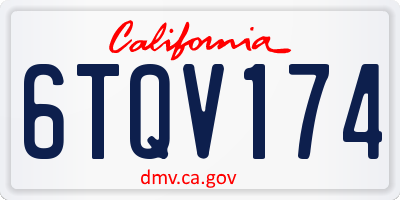 CA license plate 6TQV174