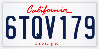 CA license plate 6TQV179