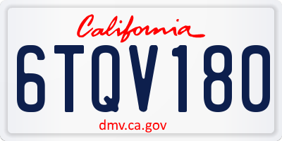 CA license plate 6TQV180