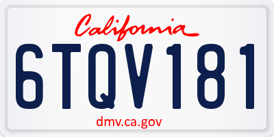 CA license plate 6TQV181