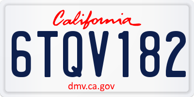 CA license plate 6TQV182