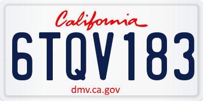 CA license plate 6TQV183