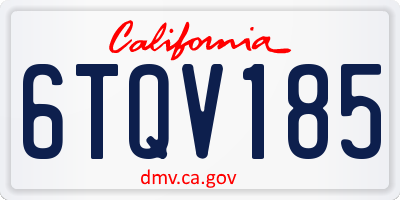 CA license plate 6TQV185