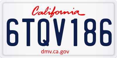 CA license plate 6TQV186