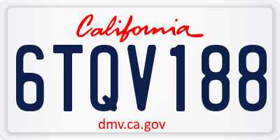 CA license plate 6TQV188