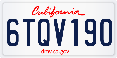 CA license plate 6TQV190