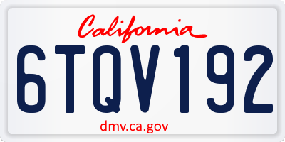 CA license plate 6TQV192