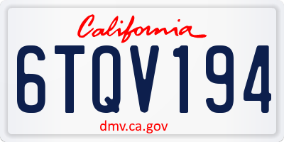 CA license plate 6TQV194