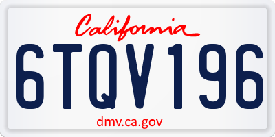 CA license plate 6TQV196