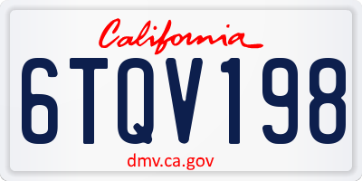 CA license plate 6TQV198