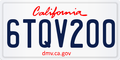 CA license plate 6TQV200