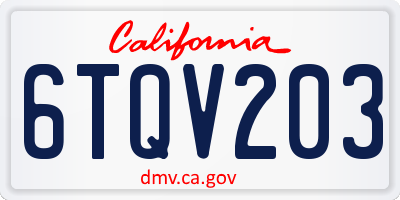 CA license plate 6TQV203