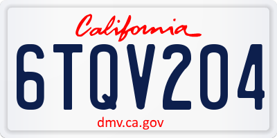 CA license plate 6TQV204