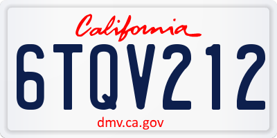 CA license plate 6TQV212