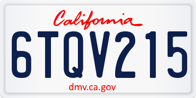 CA license plate 6TQV215