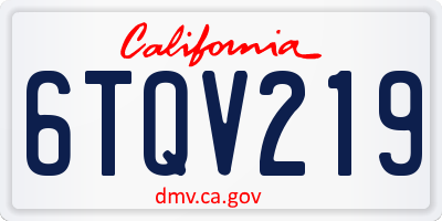 CA license plate 6TQV219