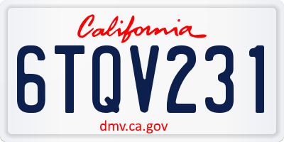 CA license plate 6TQV231