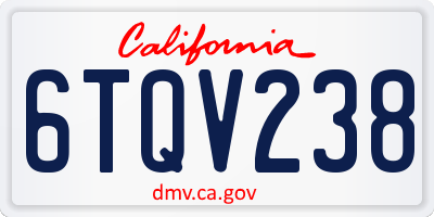 CA license plate 6TQV238