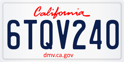 CA license plate 6TQV240