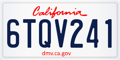 CA license plate 6TQV241