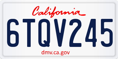 CA license plate 6TQV245