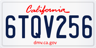 CA license plate 6TQV256