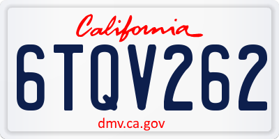 CA license plate 6TQV262