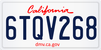 CA license plate 6TQV268