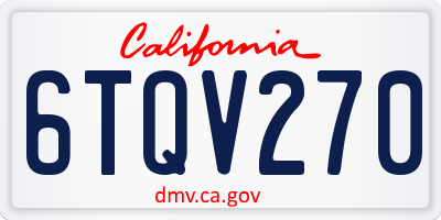 CA license plate 6TQV270