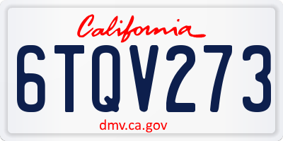 CA license plate 6TQV273