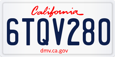 CA license plate 6TQV280