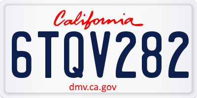 CA license plate 6TQV282