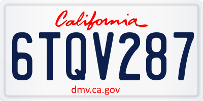 CA license plate 6TQV287