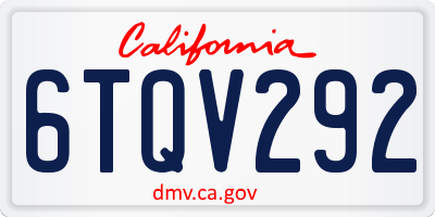 CA license plate 6TQV292