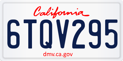 CA license plate 6TQV295