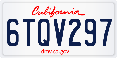CA license plate 6TQV297