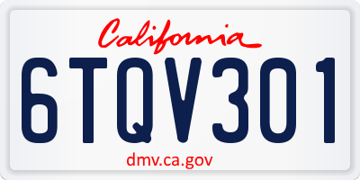 CA license plate 6TQV301