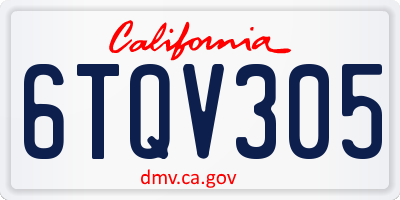 CA license plate 6TQV305