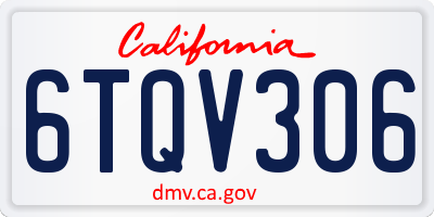 CA license plate 6TQV306