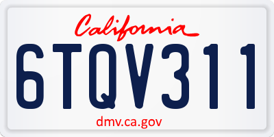 CA license plate 6TQV311