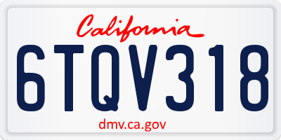 CA license plate 6TQV318