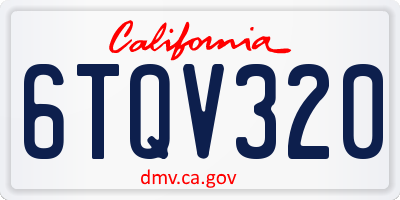 CA license plate 6TQV320