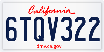CA license plate 6TQV322