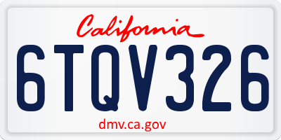 CA license plate 6TQV326