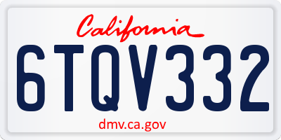 CA license plate 6TQV332