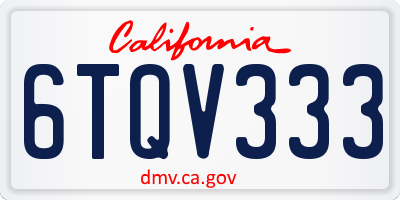 CA license plate 6TQV333